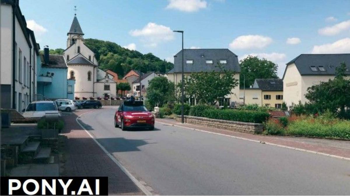 Pony.AI autonomous car driving on a city street
