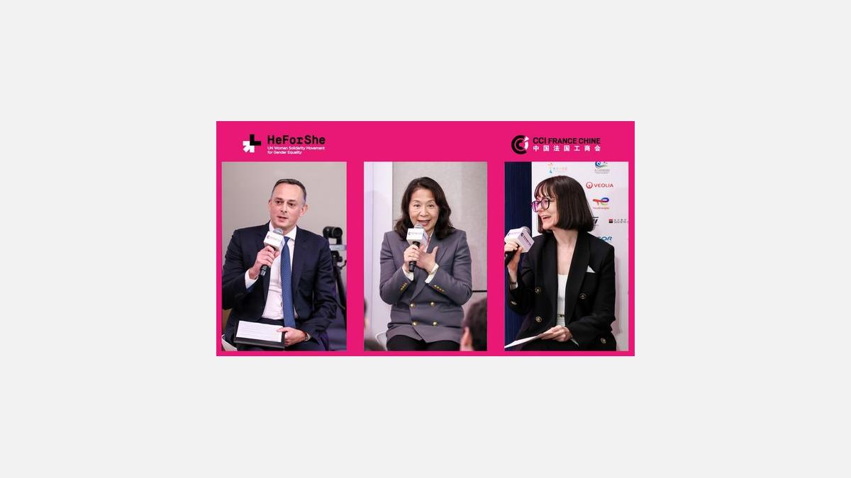 Experts discussing structural change and inclusion at the HeForShe conference.
