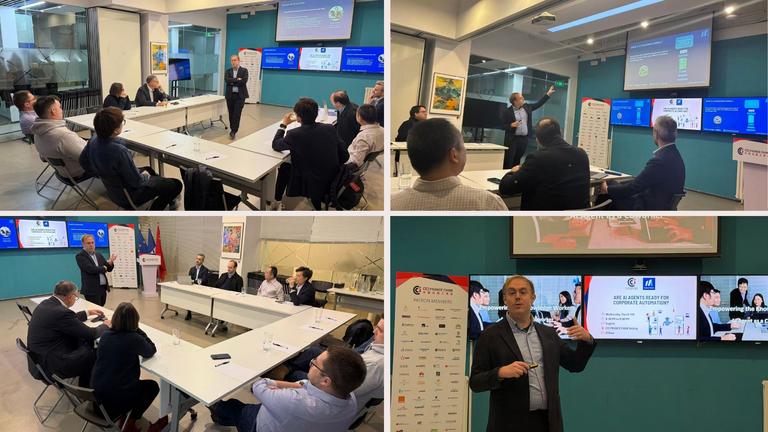 Photos from the CCI France Chine and System in Motion event on AI Agents for Corporate Automation in Beijing on March 11, 2026.