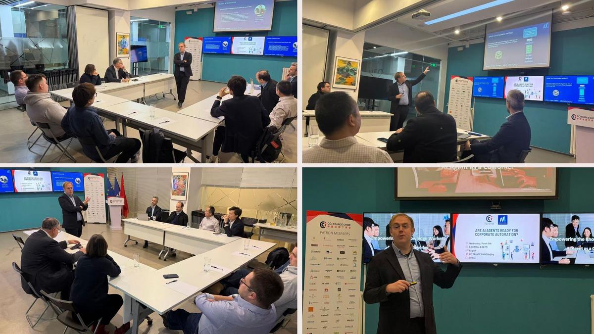 Photos from the CCI France Chine and System in Motion event on AI Agents for Corporate Automation in Beijing on March 11, 2026.
