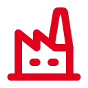 Icon representing an industrial factory.