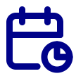 Icon of a calendar with a clock representing historical data and statistics.