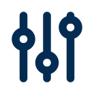 Icon of adjustment sliders representing operational insights and strategic control.