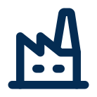 Icon of an industrial factory representing manufacturing and sector trends.